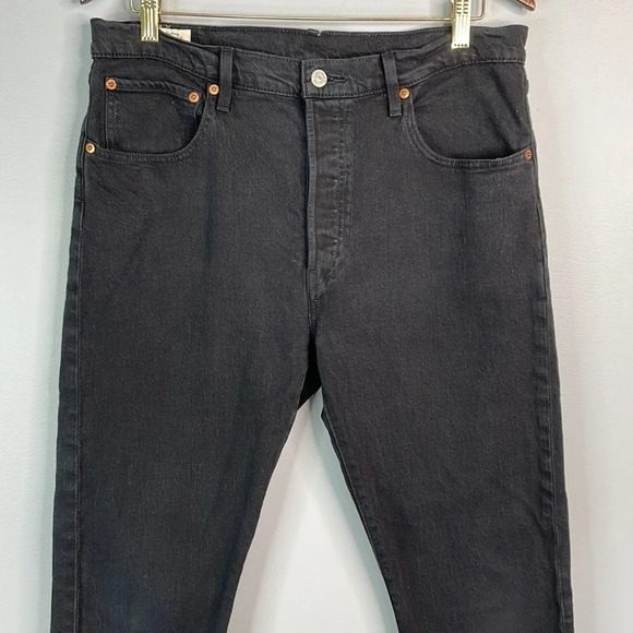 LEVIS 501 Cropped Jeans Black Premium Big E Button Fly High Waisted Size 32x26 - Picture 3 of 13